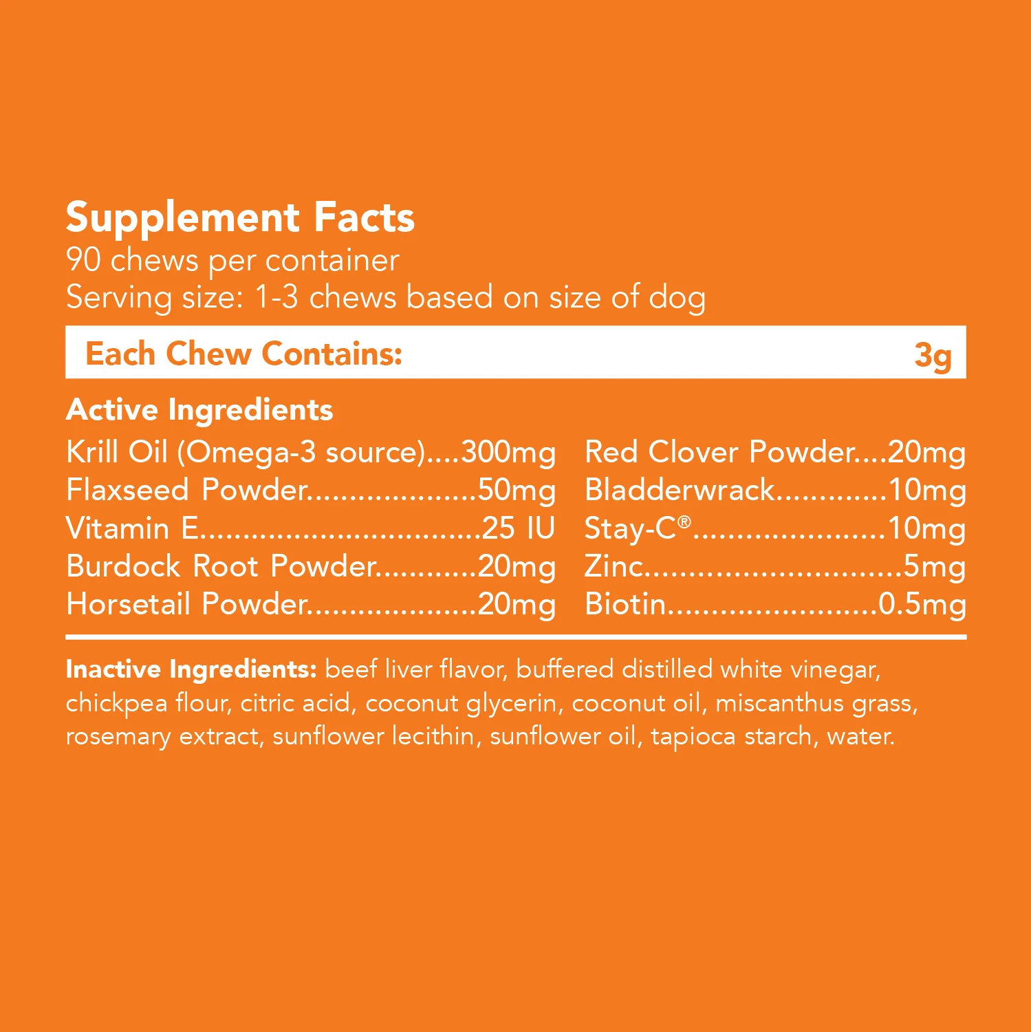 Mokai Primal Omega Ingredients